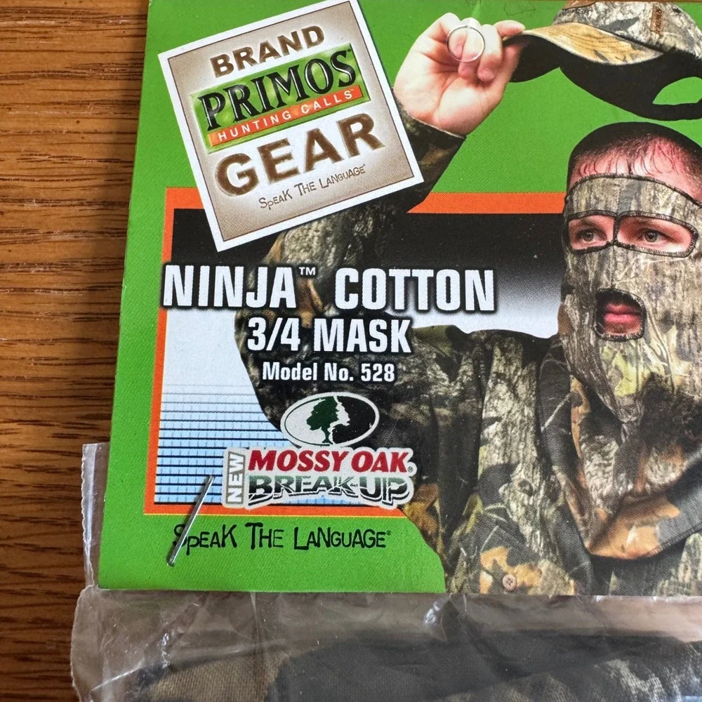 Primos Ninja Cotton 3/4 Mask Mossy Oak Break-Up Camo Hunting Face Mask 528 NEW